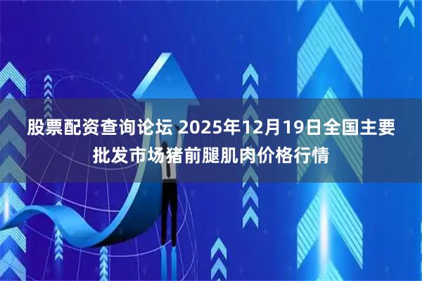 股票配资查询论坛 2025年12月19日全国主要批发市场猪前腿肌肉价格行情